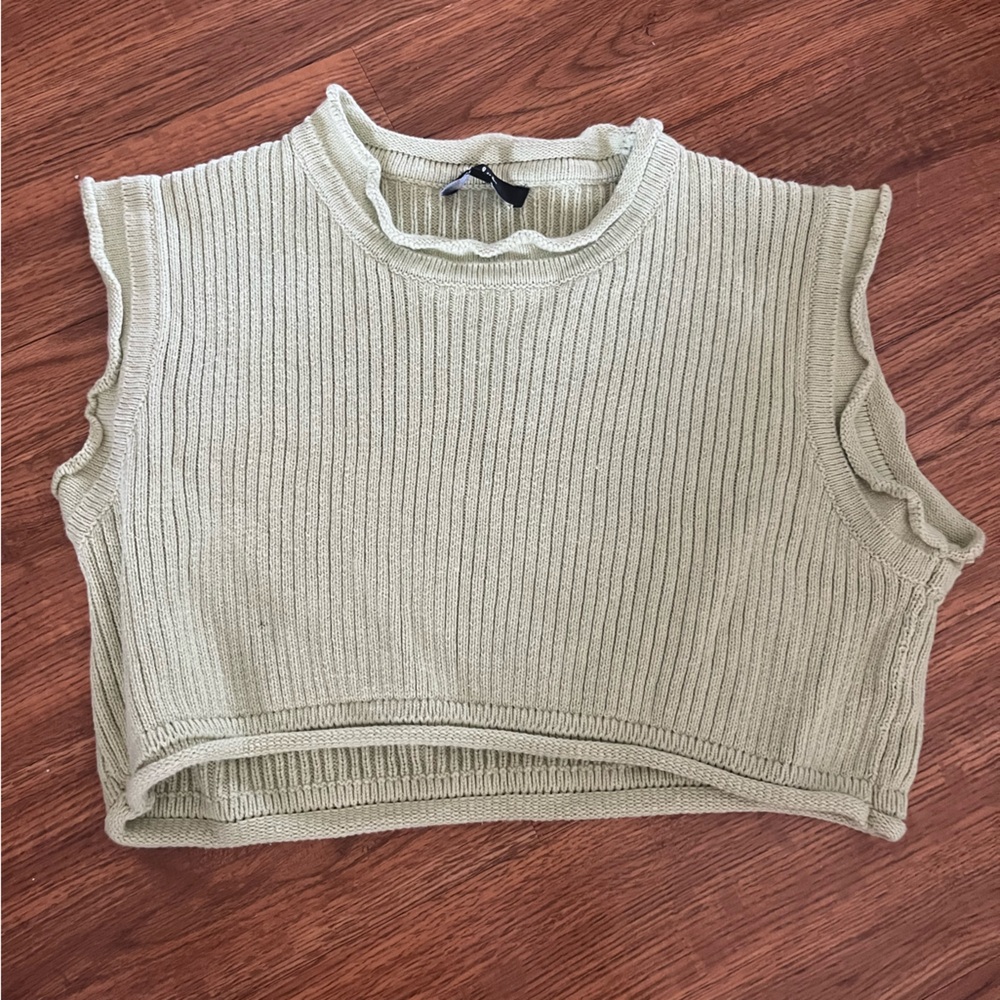 Lulu's Mint Sleeveless Ribbed Top - Picture 2 of 4
